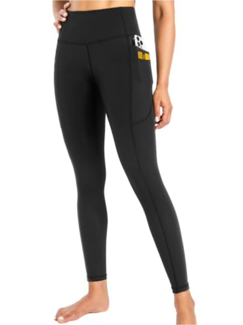 High Waisted Yoga Pants with Dual-Layer Pockets 78% Polyester 22% Spandex - Picture 6 of 6